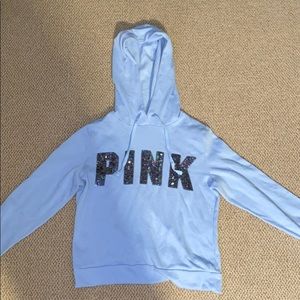 Victoria Secret Pink light blue sweatshirt
